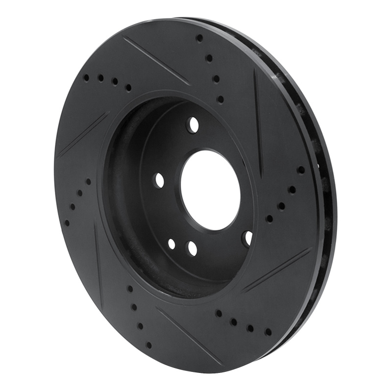 Mercedes-Benz SLK230 Brake Rotor (1) - Front Left - R1 Concepts - Drilled & Slotted - Black - `96-`15